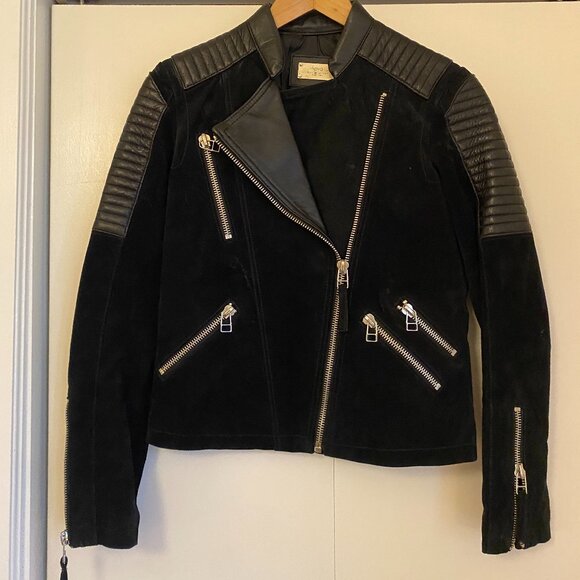 Mango Suede & Leather Moto Jacket 100% Leather - Picture 1 of 4